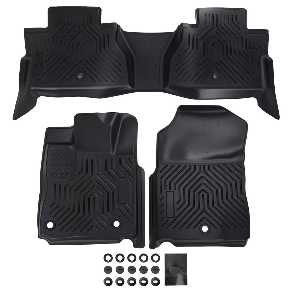 Set of 2 Black All Weather Floor Mats for Toyota Tundra CrewMax (2014–2021) TPE Waterproof