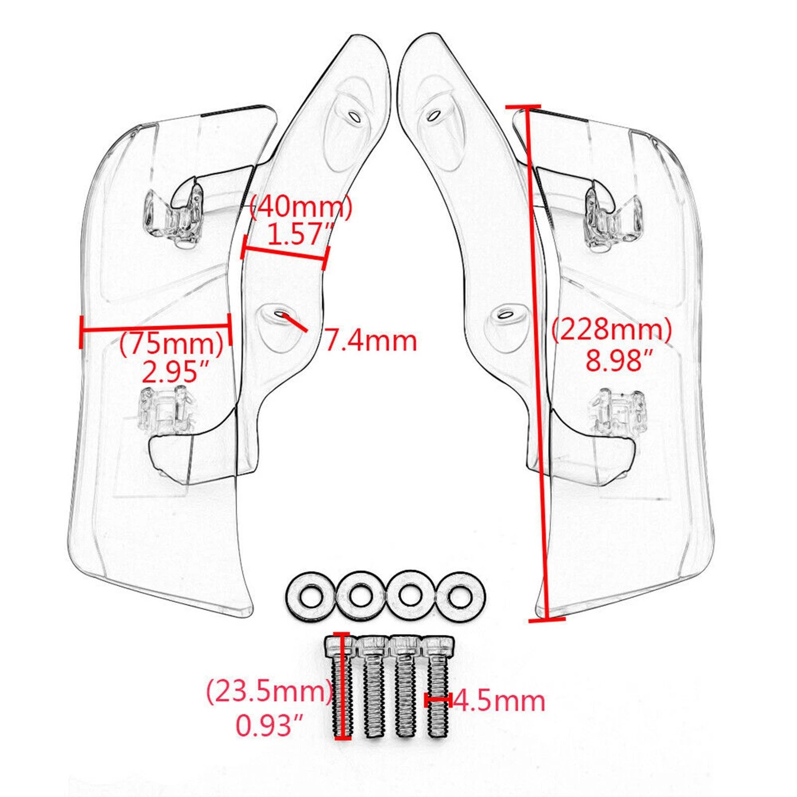 Adjustable Upper Fairing Side Wind Air Deflector for Road Glide (2015–2020) Smoke