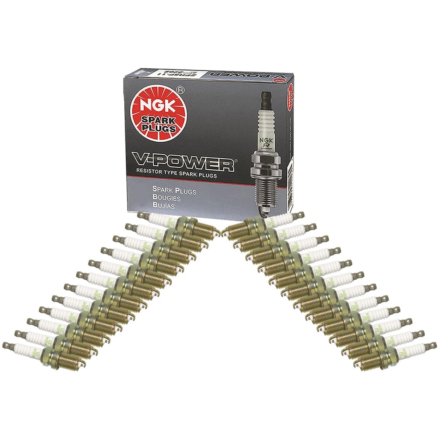 Set of 24 NGK V-Power Spark Plugs (Gap 0.036) for