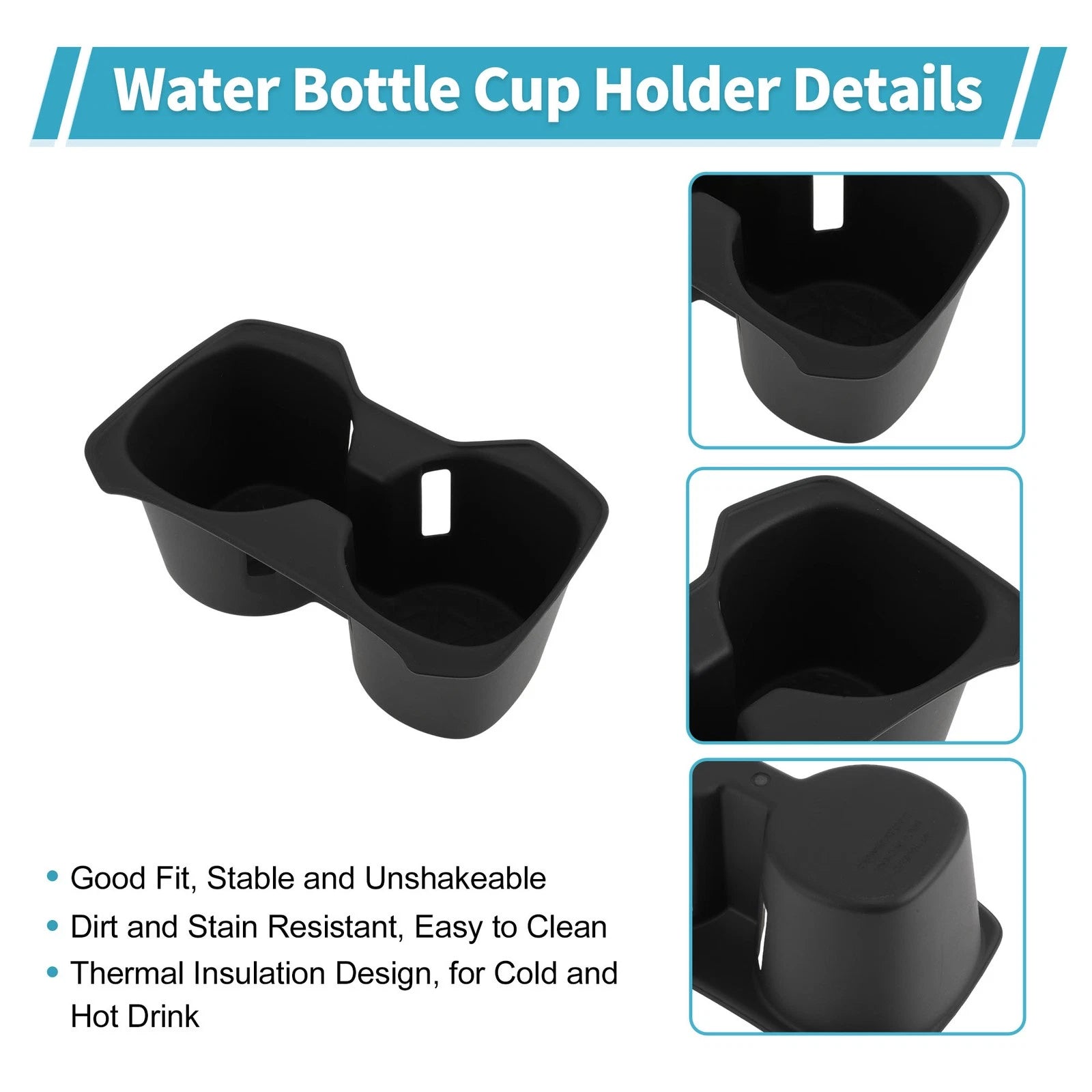 Center Console Cup Holder Organizer for Toyota RAV4 (2019–2021) TPE Black