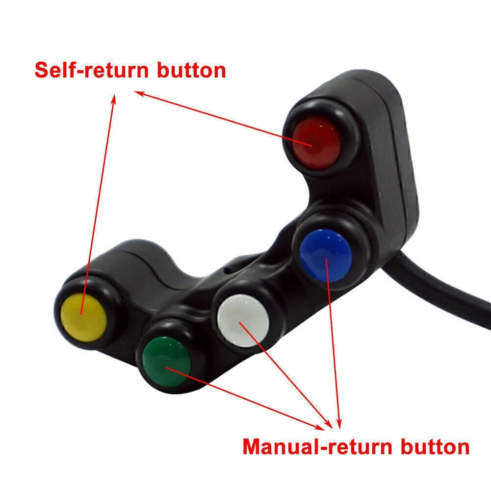 7/8" 22mm Universal 5-Button Handlebar Switch for Motorcycle