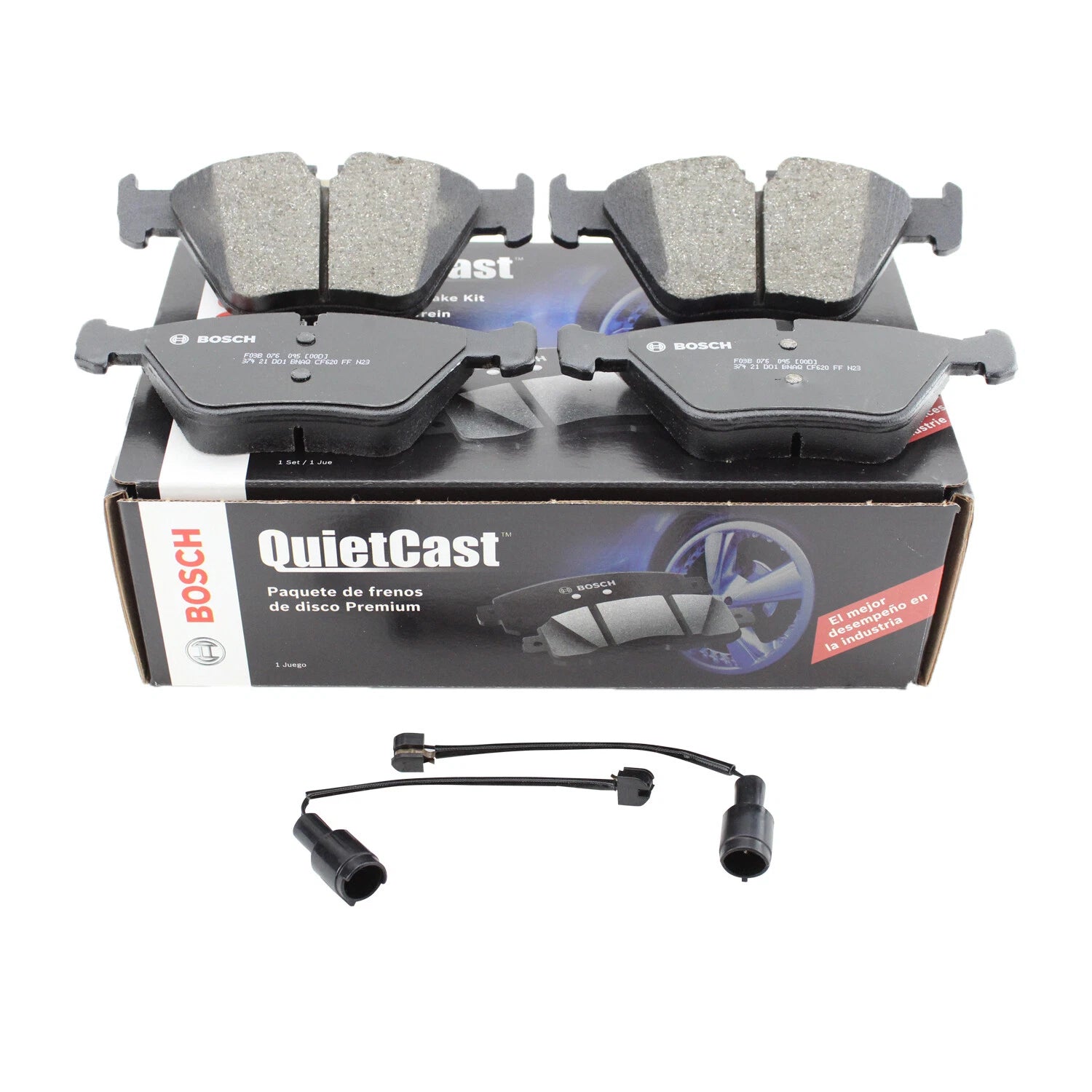 Set of 4 Bosch QuietCast Front Ceramic Brake Pads with Sensor for BMW E46 E83 E85 E86