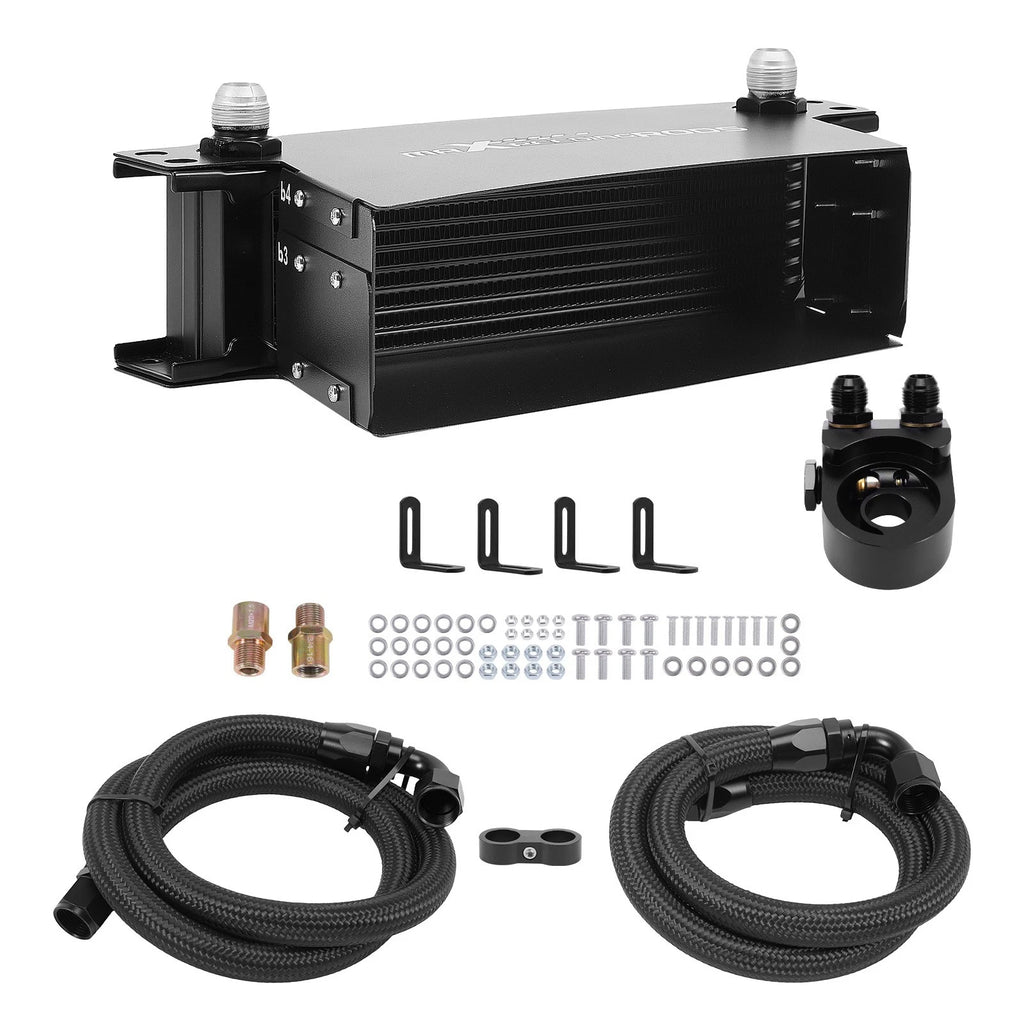 10 Row AN10 Oil Cooler Kit with Sandwich Adapter for Universal Fit