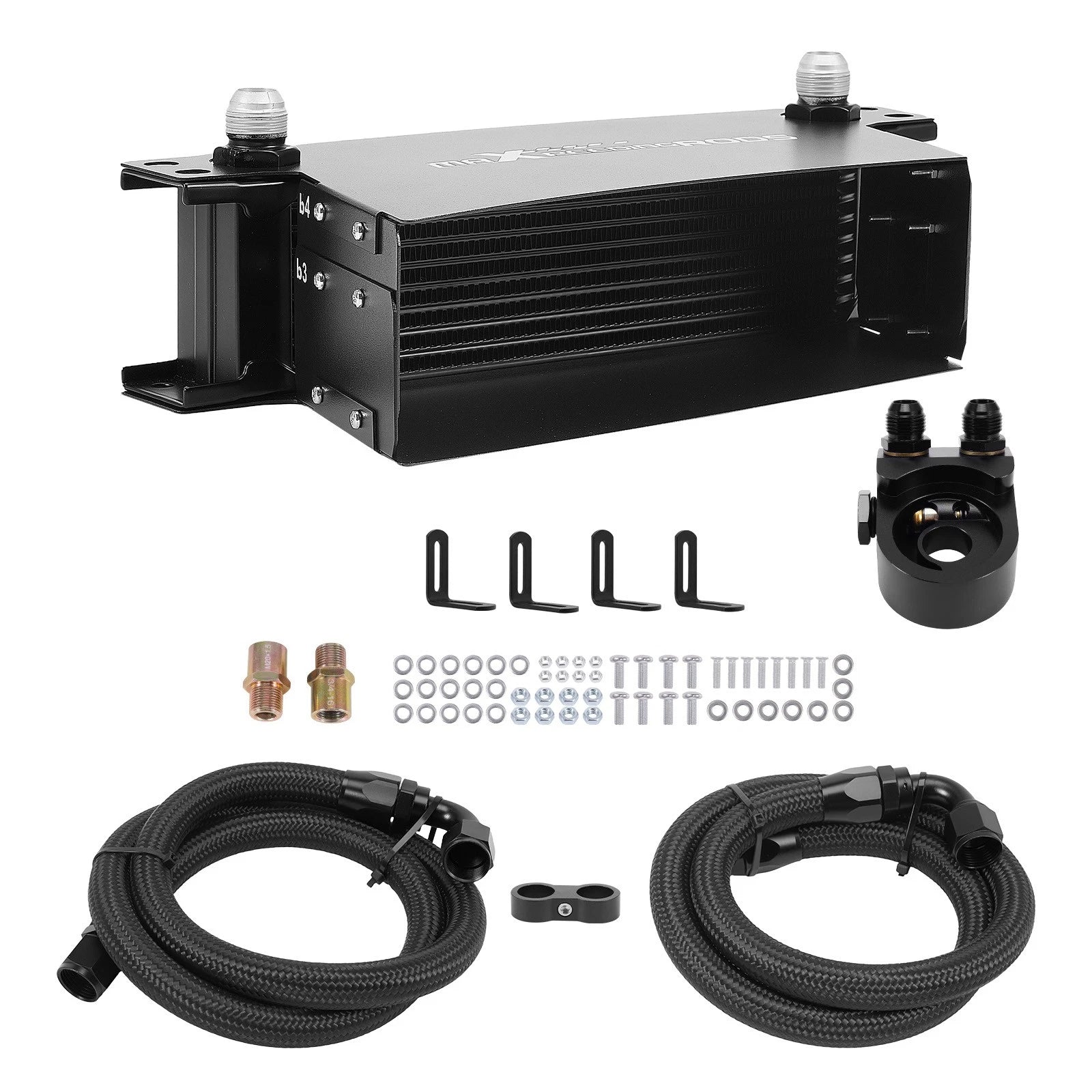 10 Row AN10 Oil Cooler Kit with Sandwich Adapter for Universal Fit