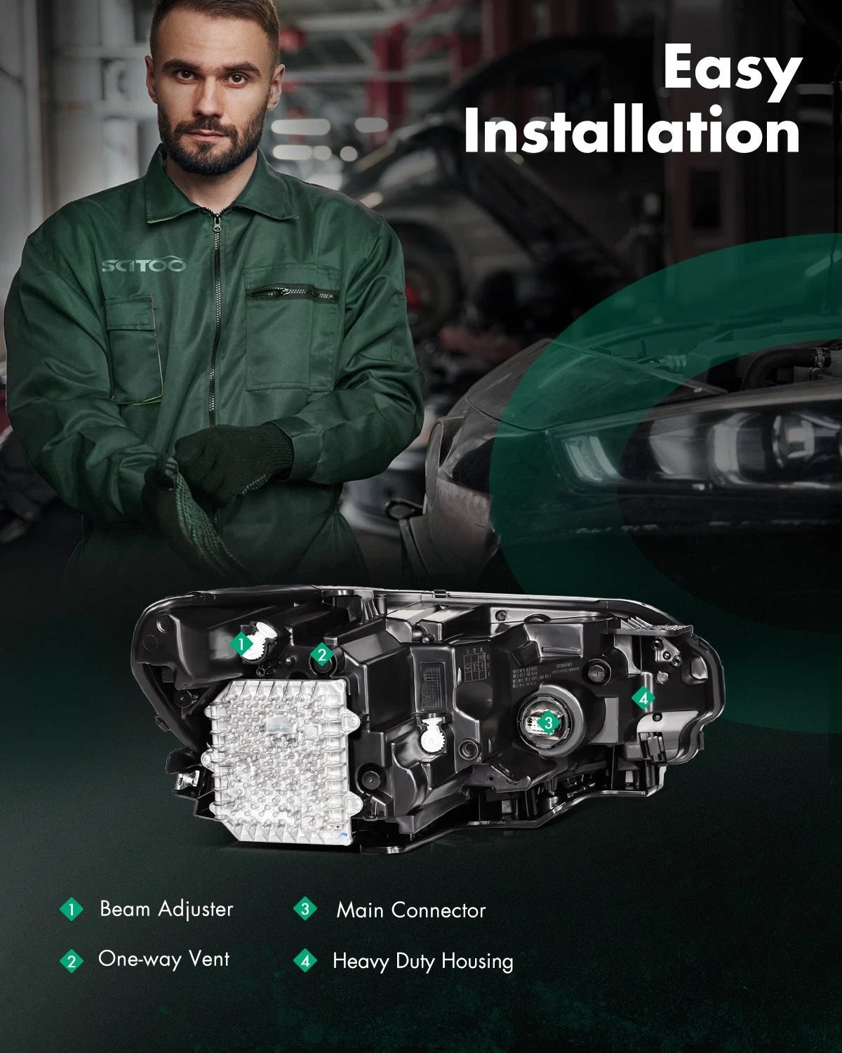 Left Side Full LED Headlight Assembly for Jeep Cherokee (2019–2023)