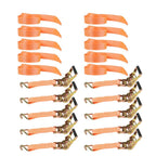 Set of 10 Heavy Duty 1.5" x 15' Ratchet Straps with J Hook
