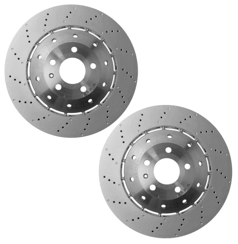 2X Front Drilled 365mm Disc Brake Rotors for Audi R8 (2007–2022)