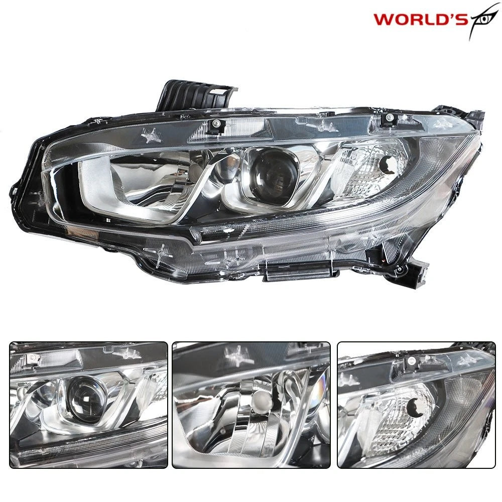 Halogen Chrome Projector Headlight for Honda Civic (2016–2018)