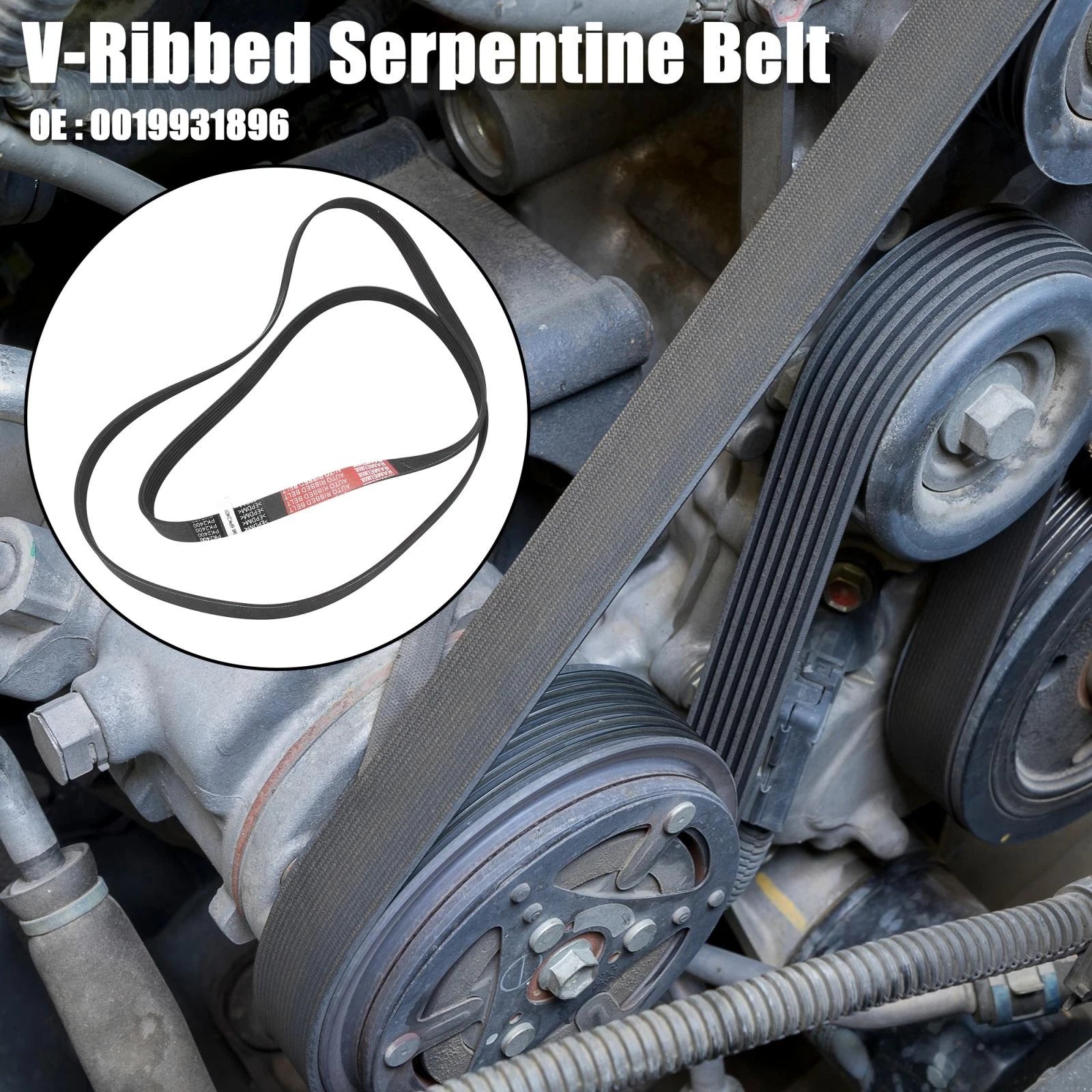 Rubber V-Ribbed Serpentine Belt 6PK2401 0019931896 for Mercedes-Benz C230 (2006–2007)