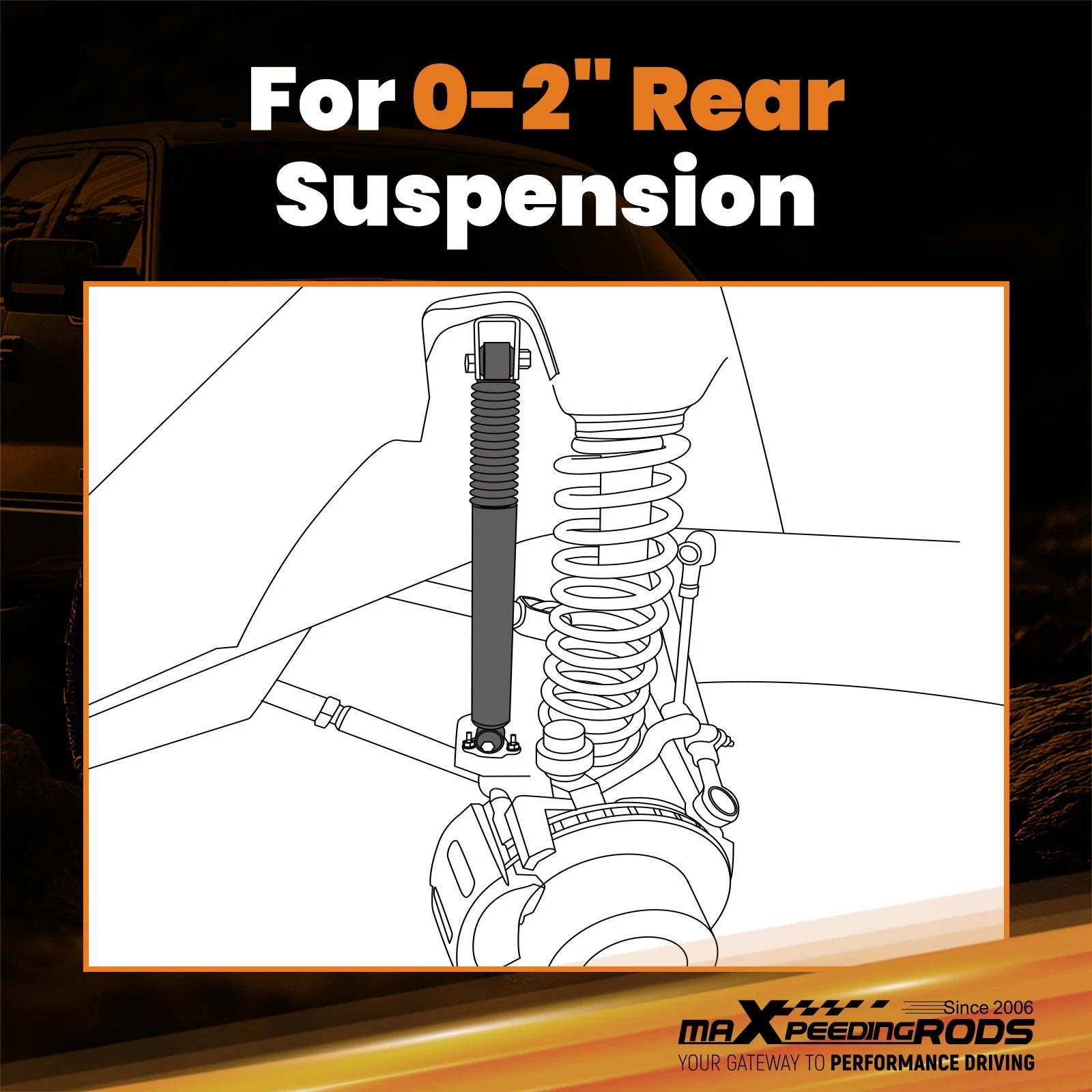 2" Rear Lift Shock Absorbers for Toyota Tacoma 2WD/4WD (2005–2023)