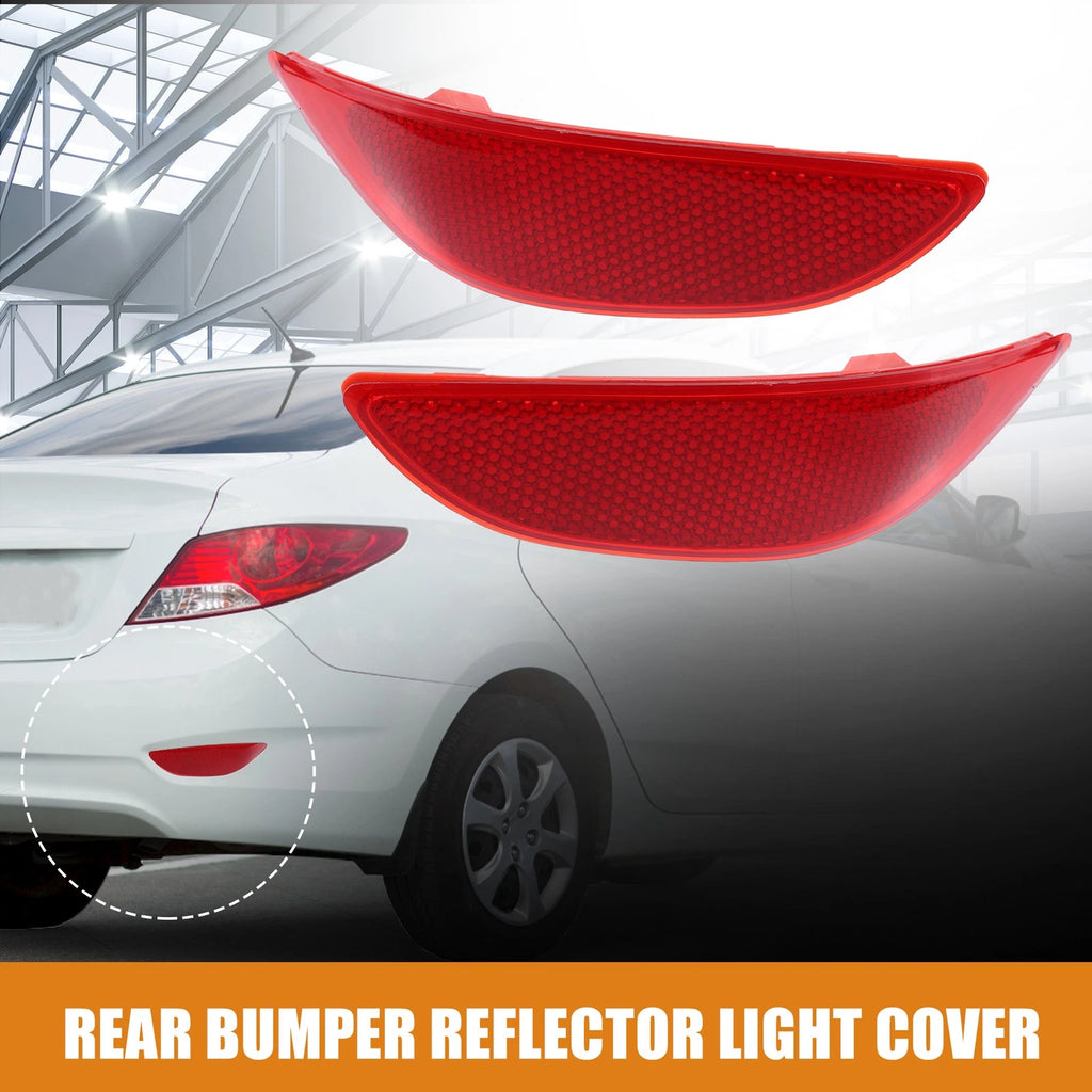 1 Pair Rear Bumper Reflector Light Cover for Hyundai Accent (2010–2017) 92405-1R000 Red