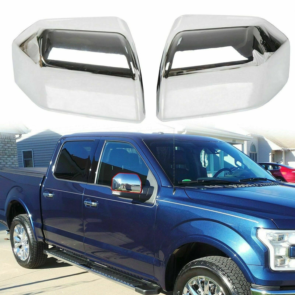 Set of 2 Chrome Side View Mirror Covers for Ford F-150 (2015–2020)