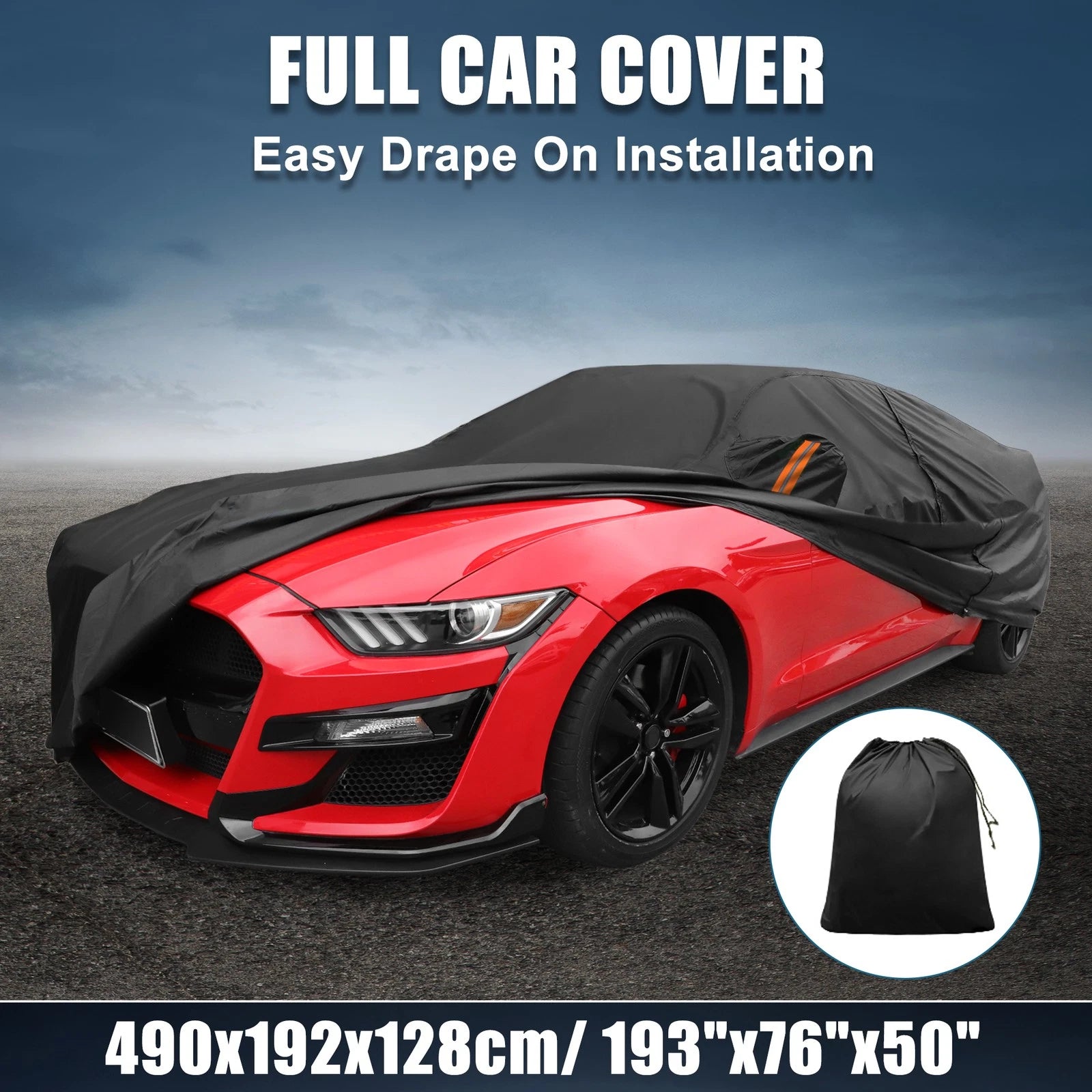 Waterproof Aluminum Film Car Cover for Ford Mustang (2021) - Black