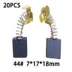 Set of 20 Carbon Brushes for Electric Motors (7x17x18mm)