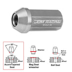 20Pc M12X1.5 Gunmetal JDM Closed End Aluminum Wheel Lug Nuts + Extension 25mmx50mm