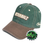 Peterbilt Motors Embroidered Block PB Frayed Patch Hat Green/Brown Cap