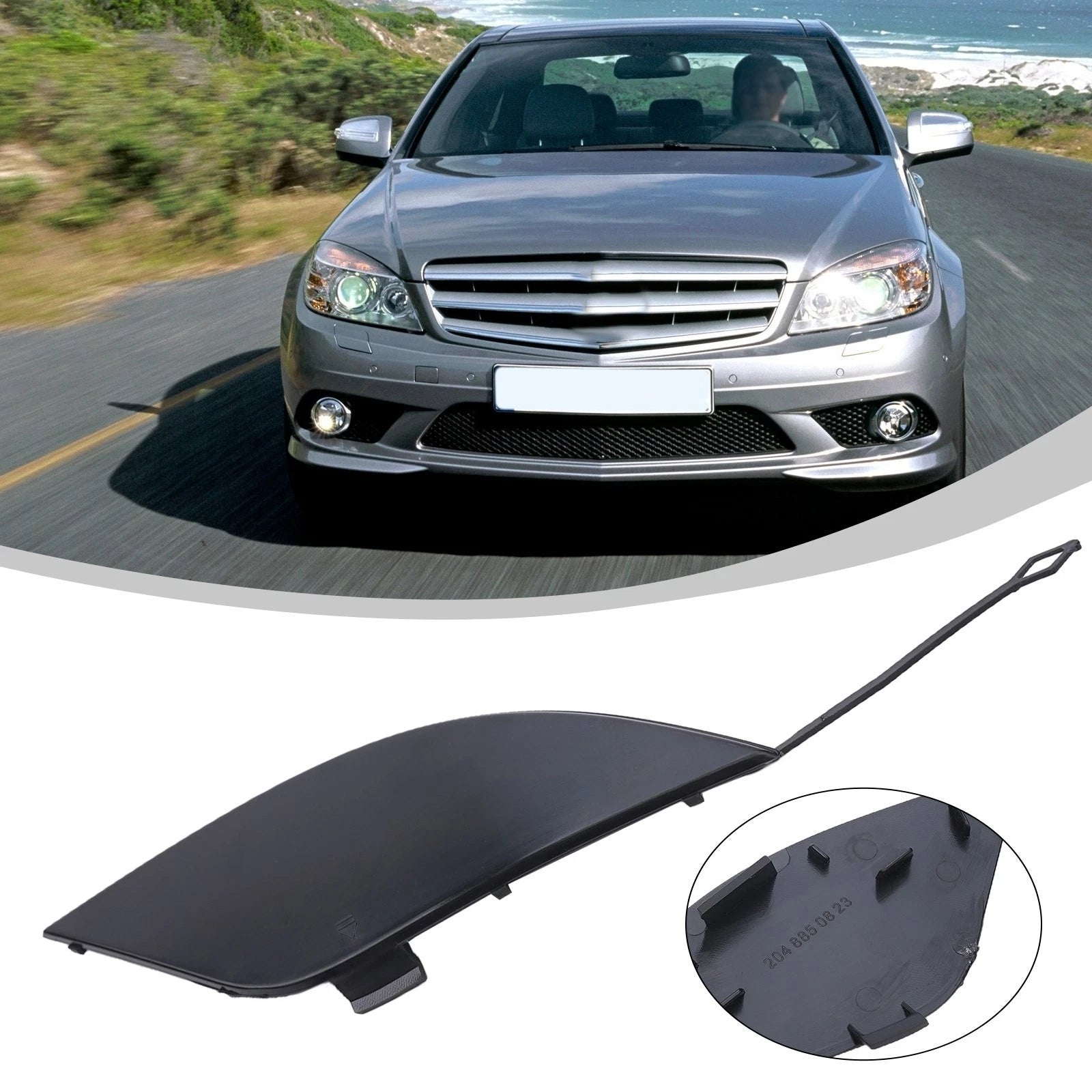 Rear Bumper Tow Hook Cover Eye Cap for Benz C-Class W204 (2007–2011)