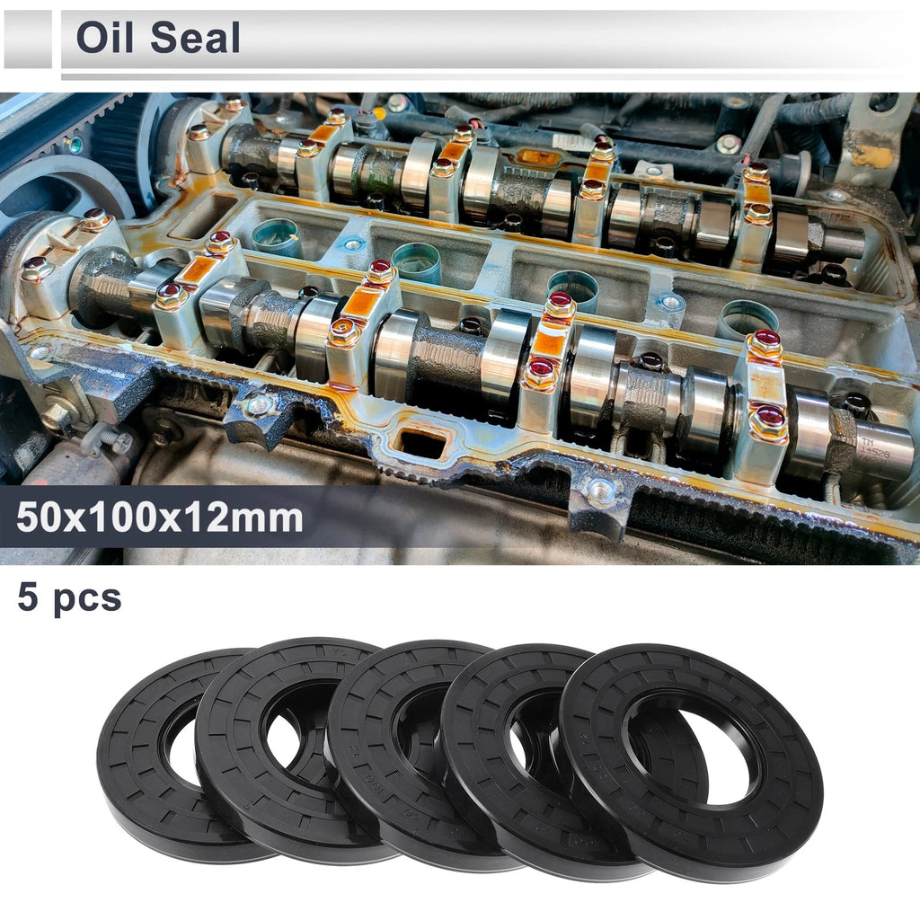 Set of 5 Oil Seal Rotary Shaft Seals for Various Applications (50x100x12mm)