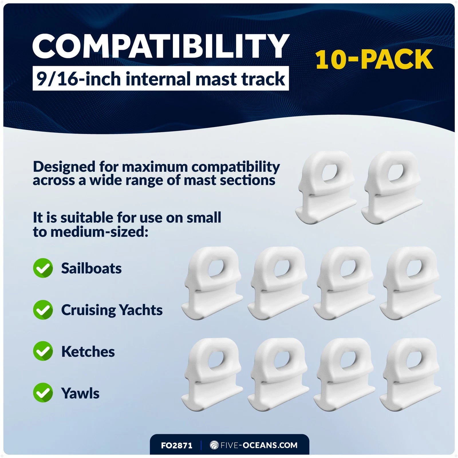 10-Pack Sail Slide for Internal Track 9/16-Inch (14mm) - FO2871