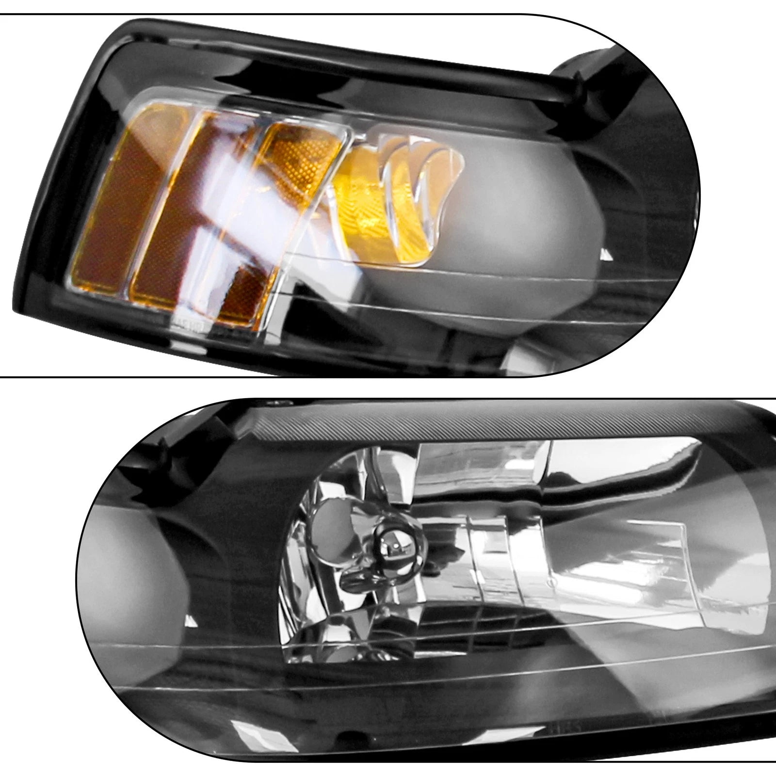 Set of 2 Black Headlights for Ford Mustang (1999–2004)