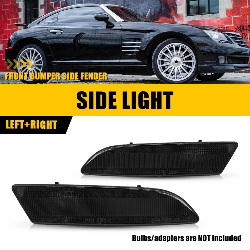 2Pcs Front Bumper Side Marker Lights for Chrysler Crossfire (2004–2008) Smoke Lens