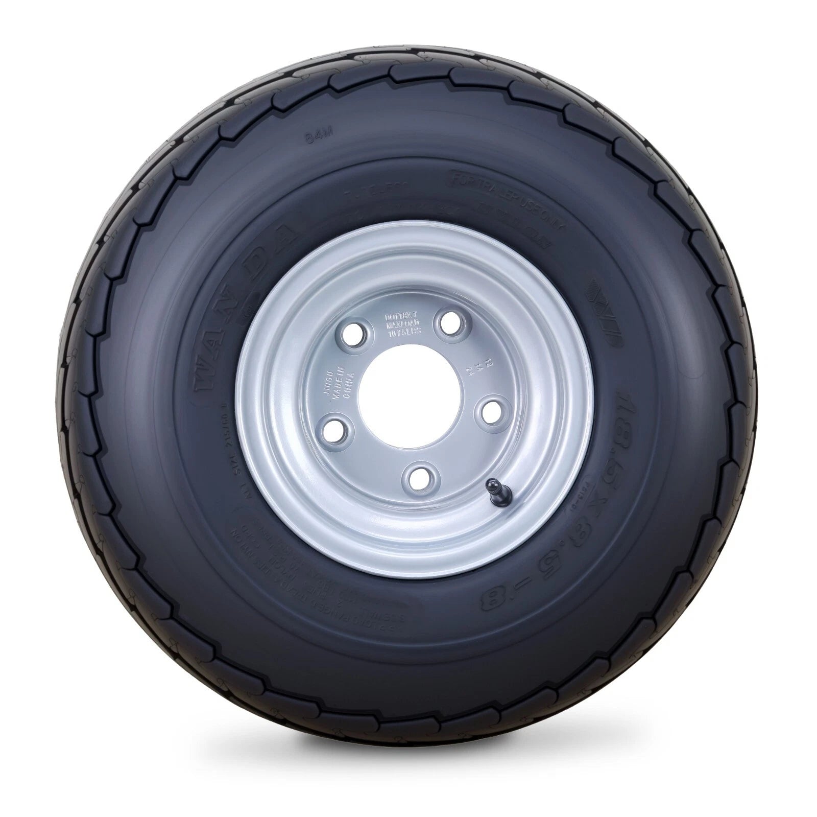 Set of 2 Trailer Tires Rim Assembly 18.5x8.5-8 8-Ply 5 Lugs 4.5" Silver Rim