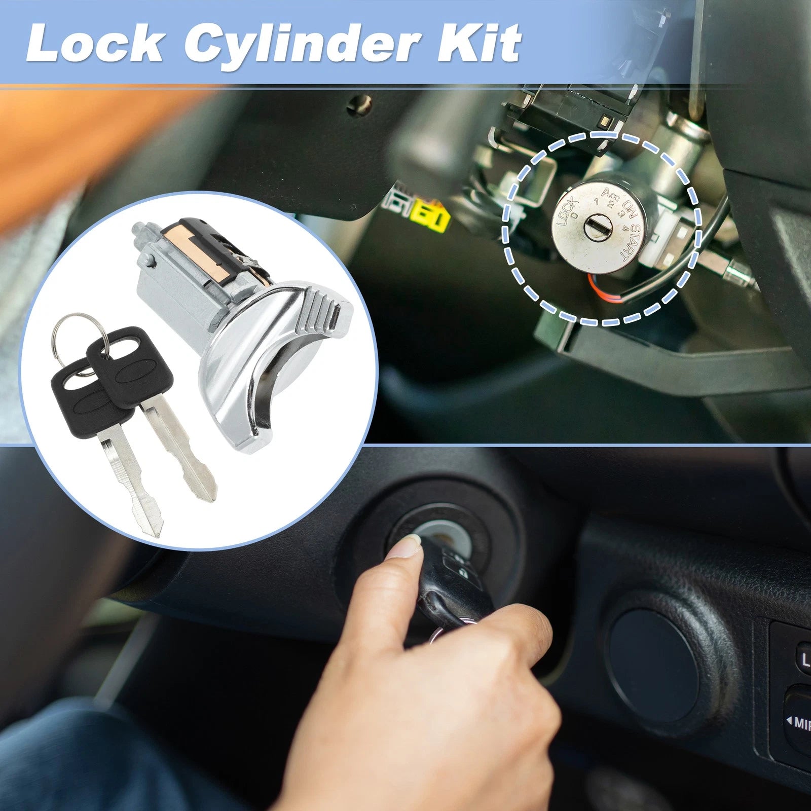 Ignition Lock Cylinder w/ 2 Key for Ford E-150 E-250 (1992–1995) No.F1AZ11582A