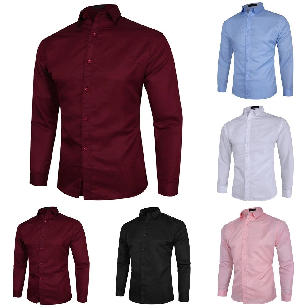 Set of 4 Slim Fit Long Sleeve Casual Shirts for Men