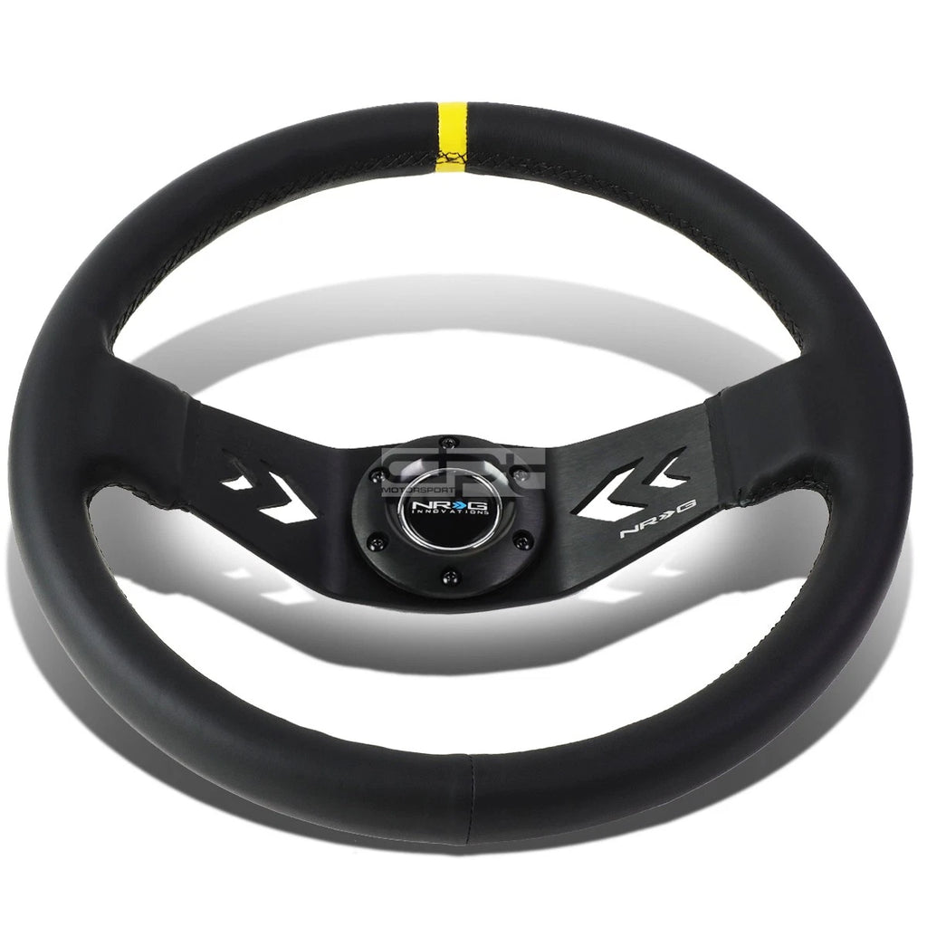 NRG 350mm Racing Steering Wheel for Universal Fit (2-Spoke, Yellow)