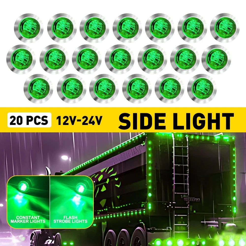 20X 3/4 Inch LED Green Lights for Boat Trailer V