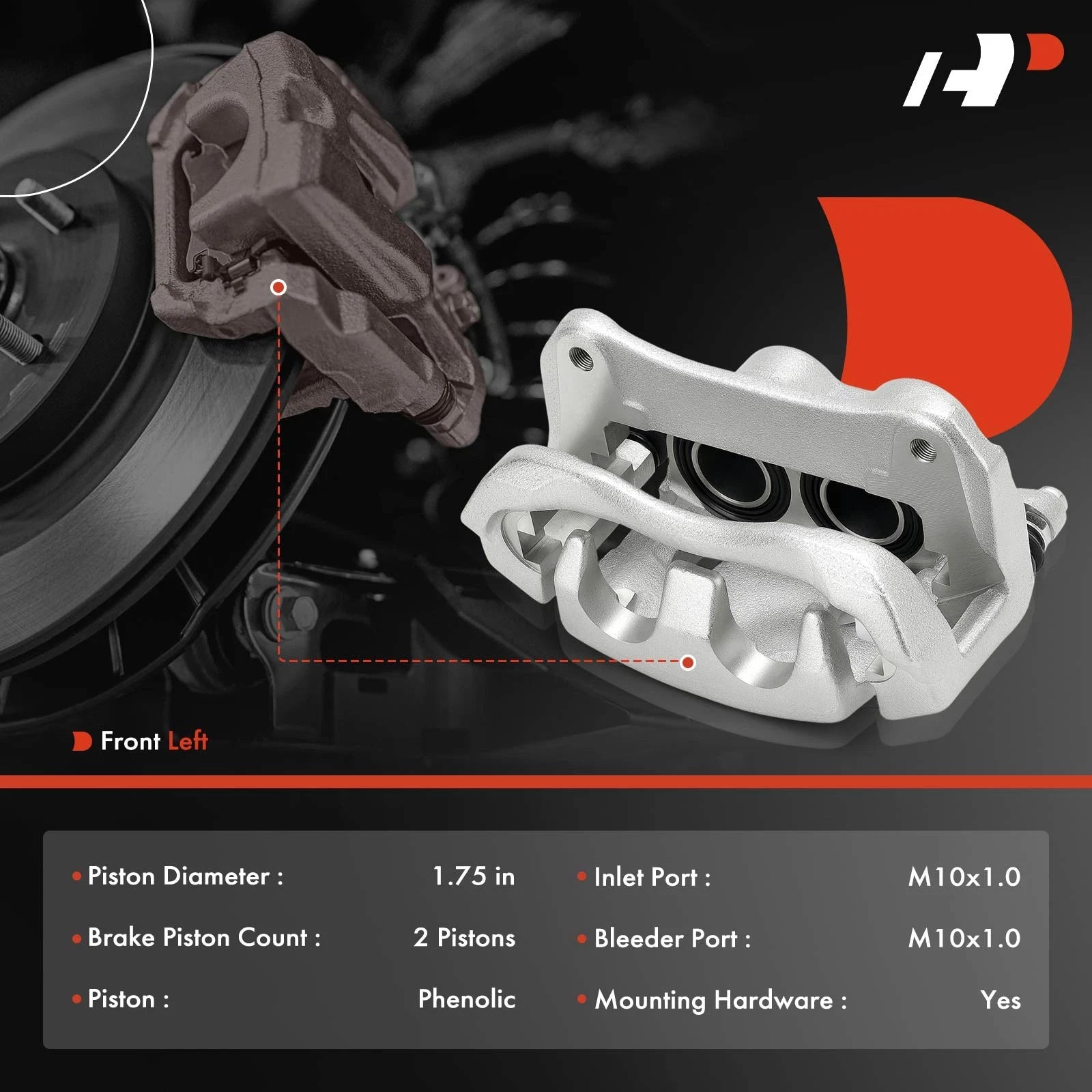 Front Driver Side Brake Caliper with Bracket for Toyota Sienna (2021â2025)