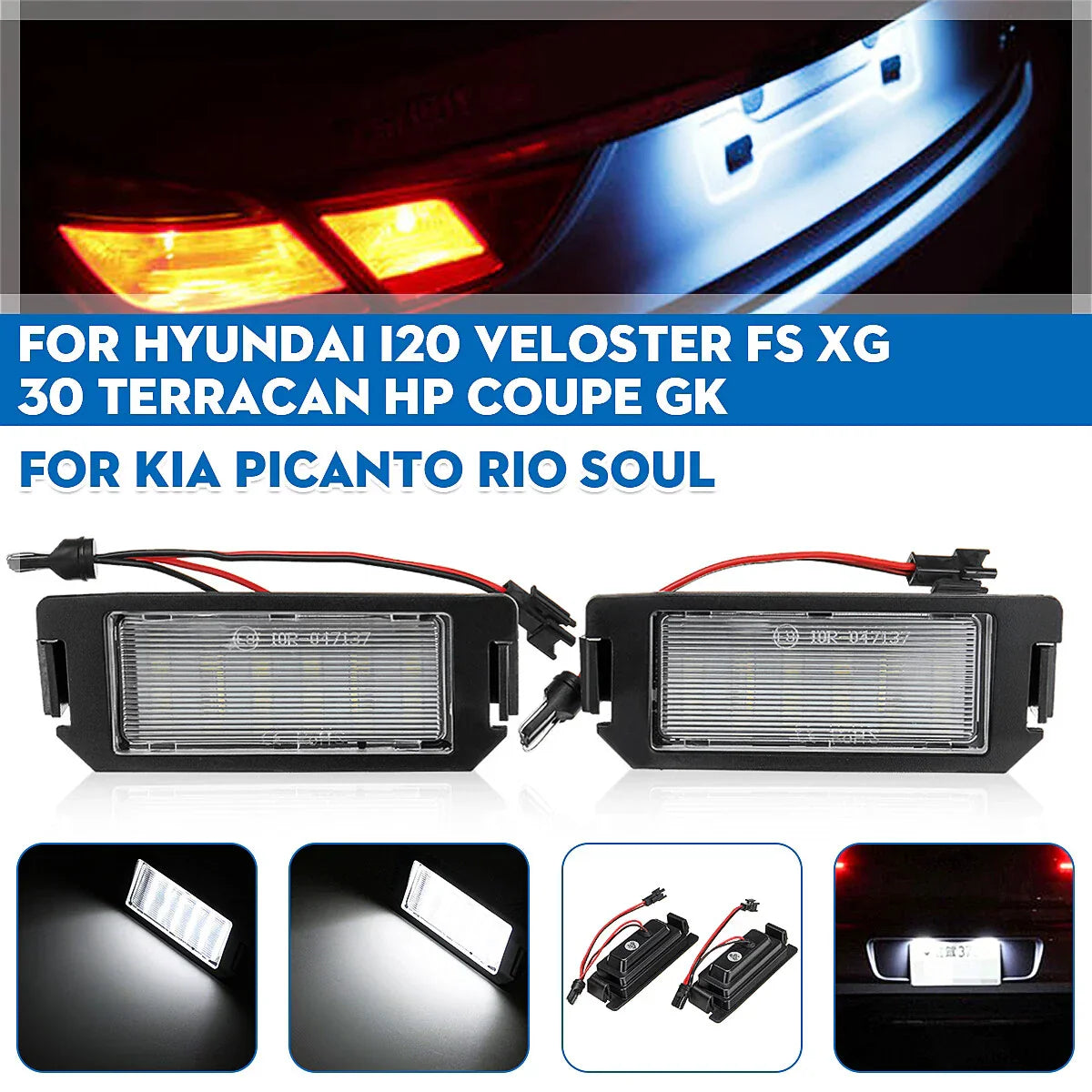 LED License Plate Light 2x for Hyundai Ioniq, Veloster, Genesis Coupe, Rio