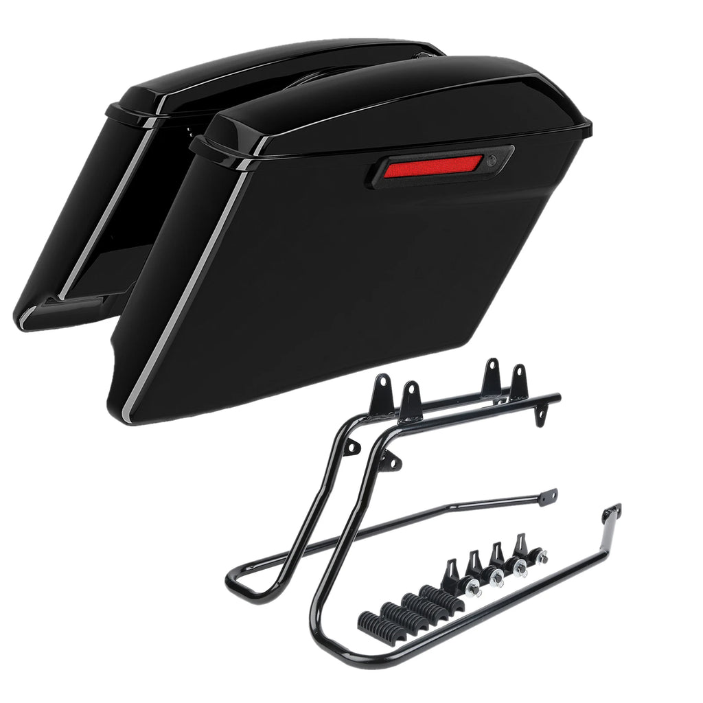 4" Stretched Hard Saddlebags & Conversion Brackets for Harley Fatboy (1984–2017)