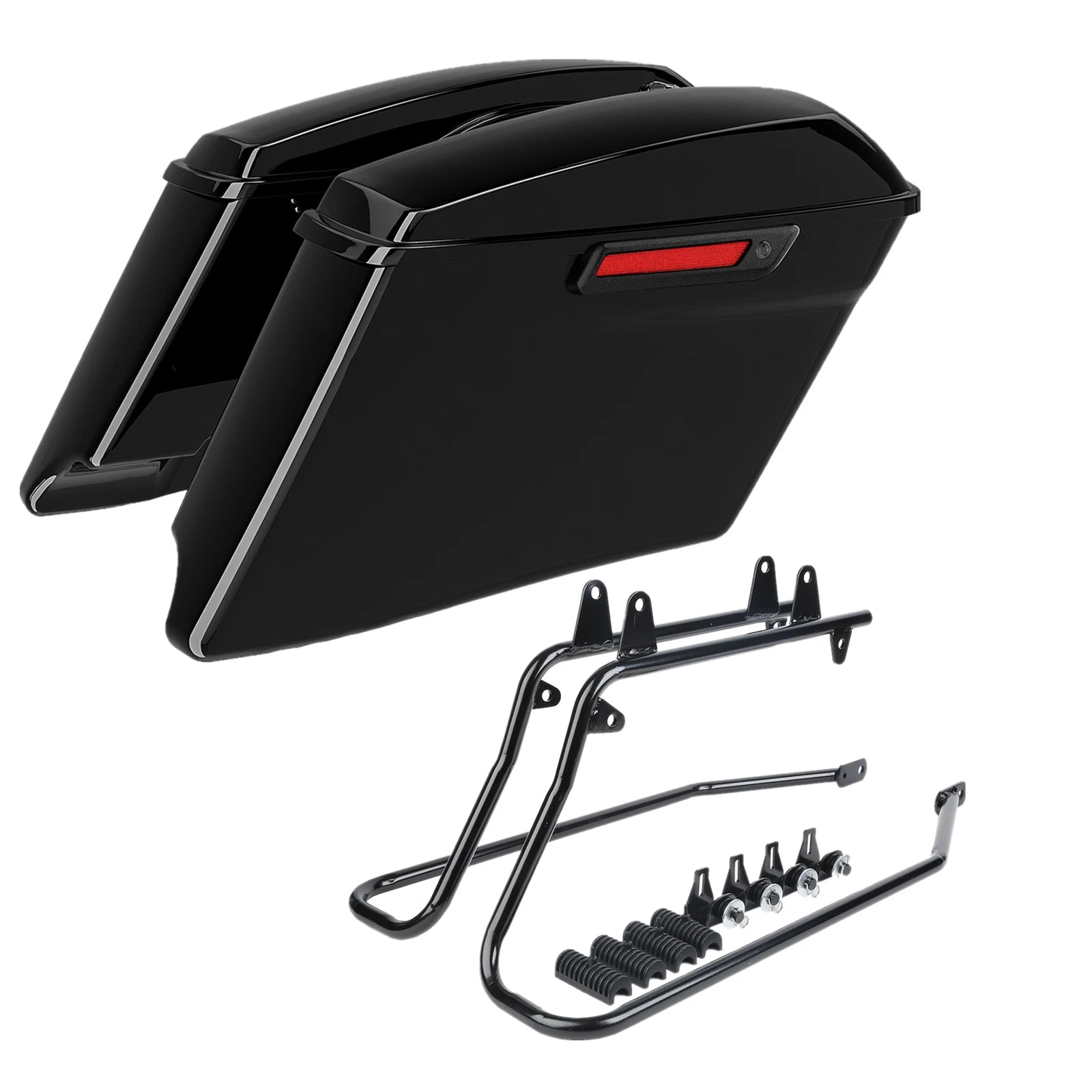 4" Stretched Hard Saddlebags & Conversion Brackets for Harley Fatboy (1984–2017)