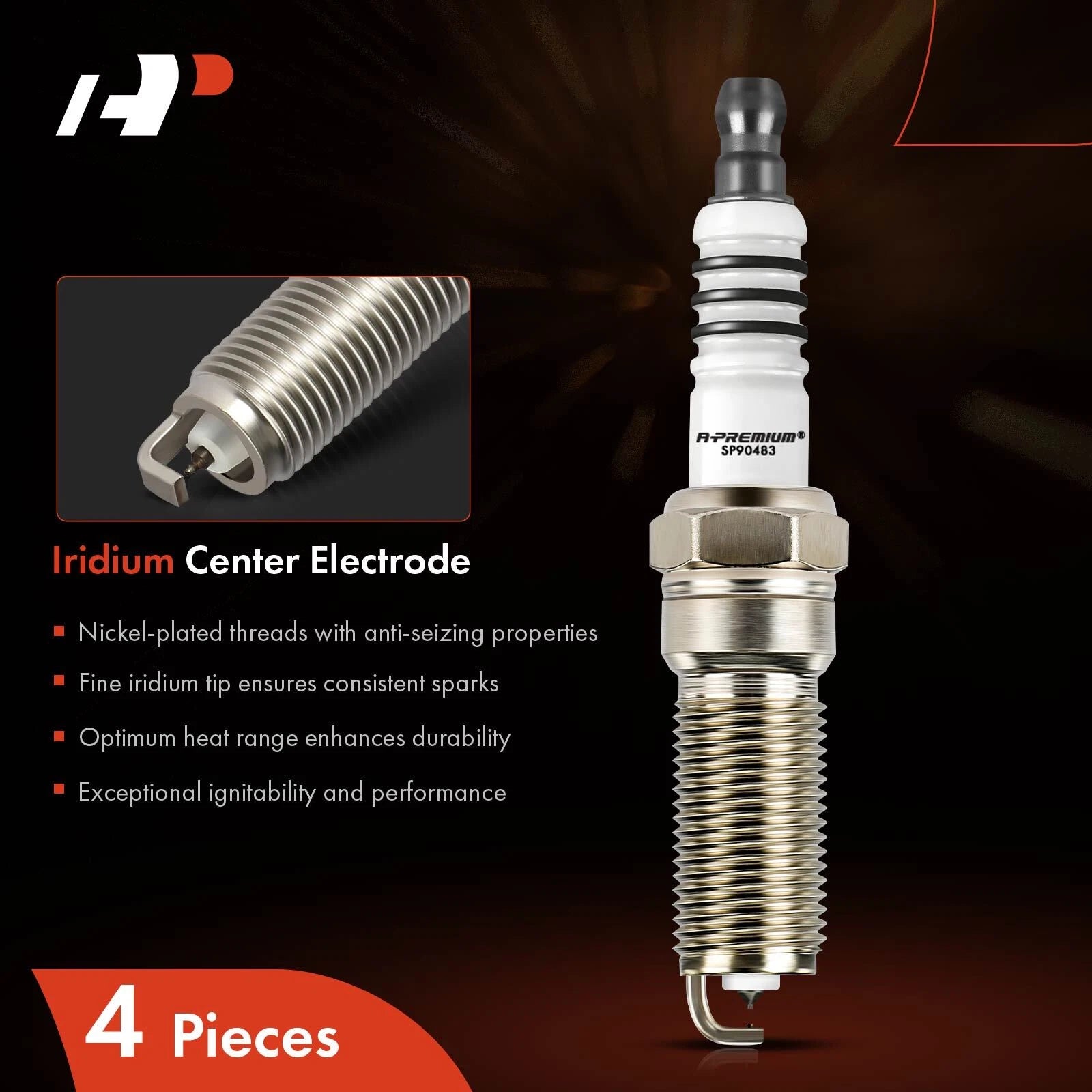 Set of 4 Iridium Platinum Spark Plugs for Ford Focus (2012–2018)