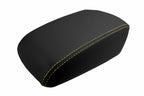 Leather Console Lid Armrest Cover for Ford Focus (2012–2018) Black Yellow Stitch