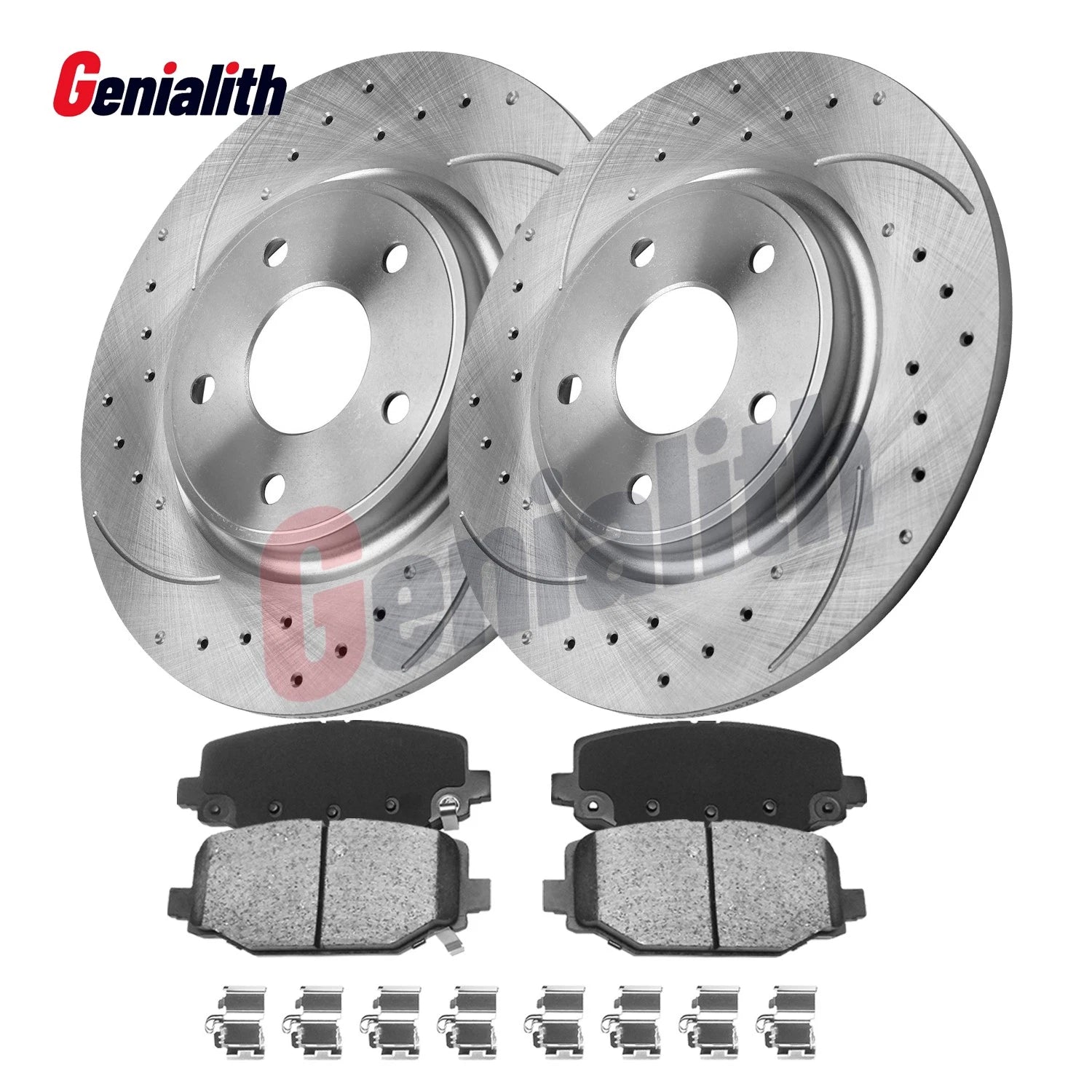 Set of 2 Rear Drilled Rotors & Brake Pads for Chrysler Town & Country (2008–2016)