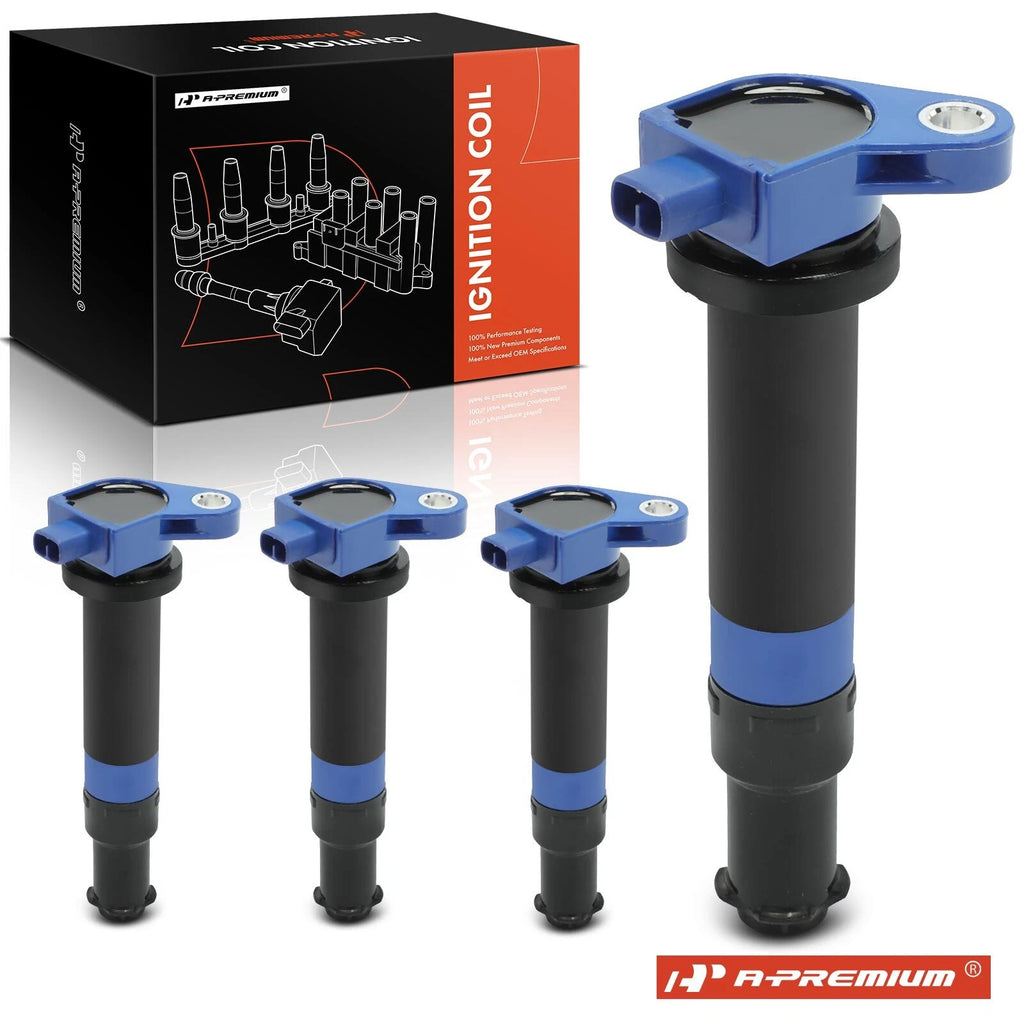 Set of 4 Blue Ignition Coils for Hyundai Accent Kia Rio (2006–2011)