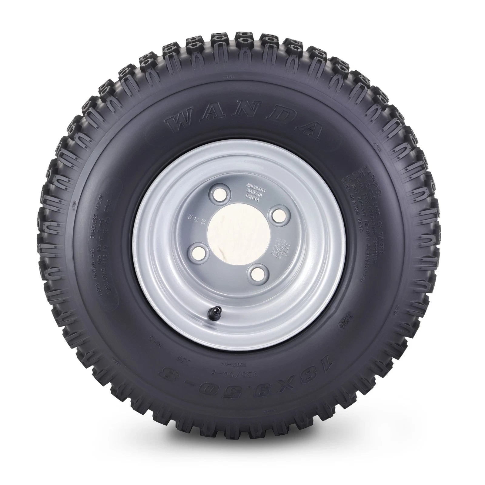 Set of 4 Wanda ATV Golf Cart Tires & Wheels 18X9.5-8 4PR 4x4" Silver Wheel