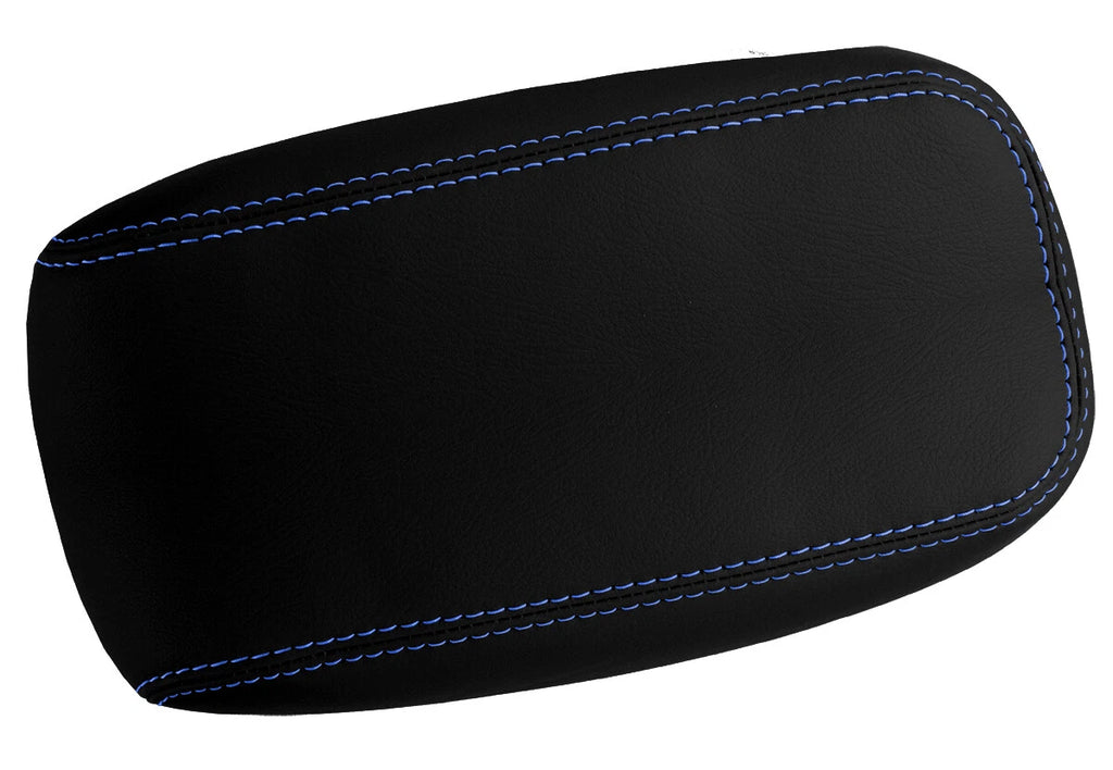 Leather Console Lid Armrest Cover for Hummer H3 (2005–2010) Blue Stitch
