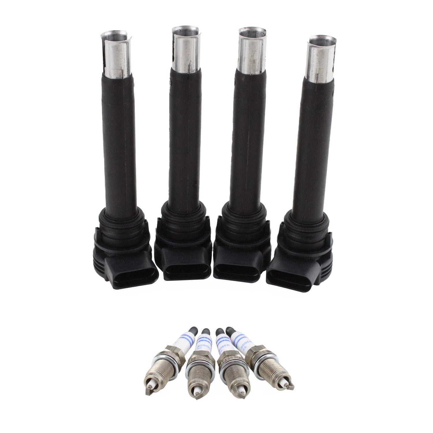 Set of 4 Bosch Ignition Coils & Nickel Spark Plugs for Audi A3 A4 A5, VW Jetta, Passat (2006–2016)