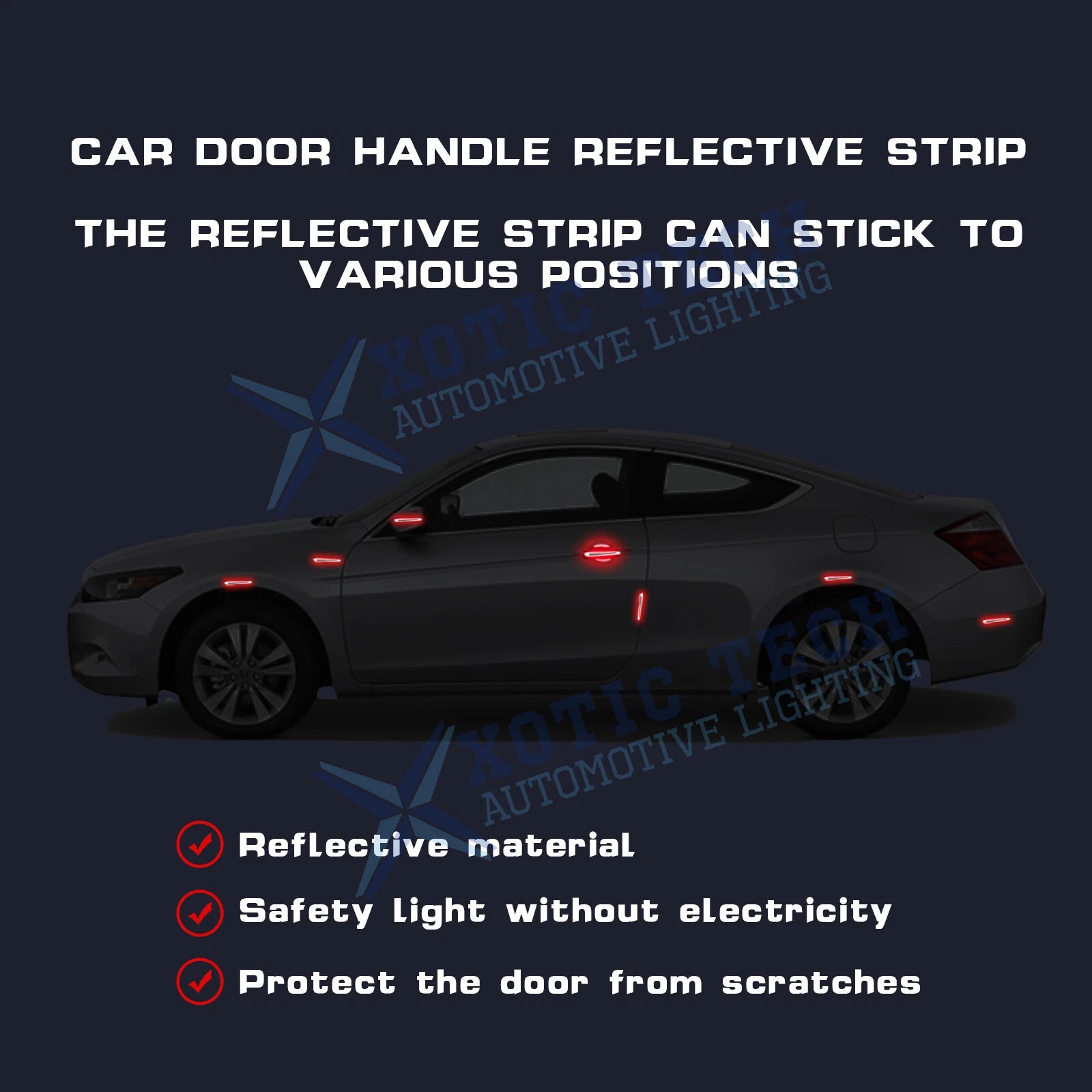 Door Handle Night Reflective Guard Sticker for Dodge Challenger Charger (2015-2023)