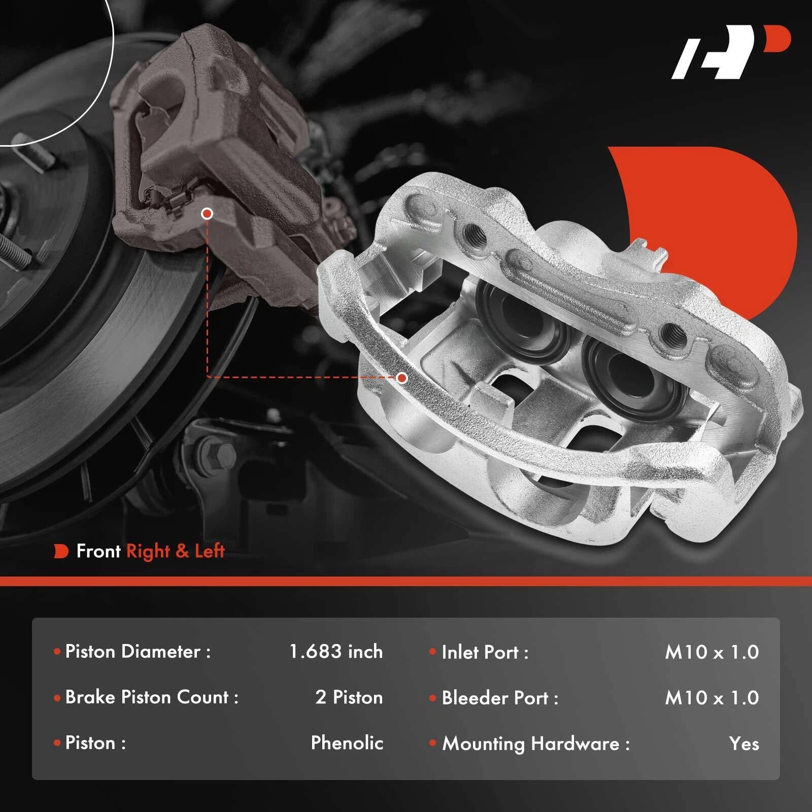 Pair Front Brake Calipers with Piston for Nissan Frontier (1999-2002)
