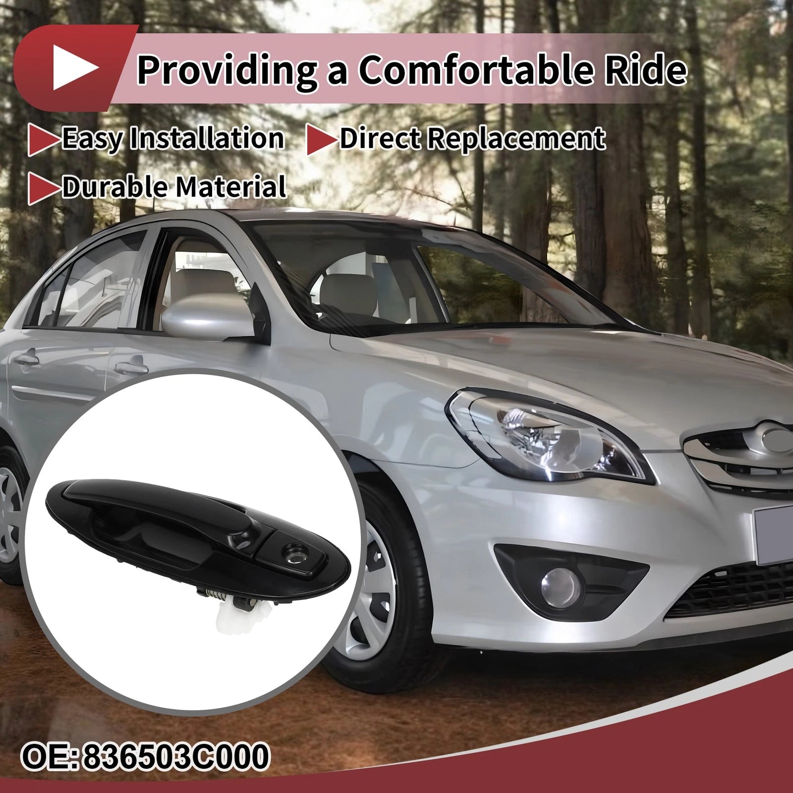 Car Exterior Door Handle for Hyundai Sonata (2015–2019) No. 836503C000 Black ABS