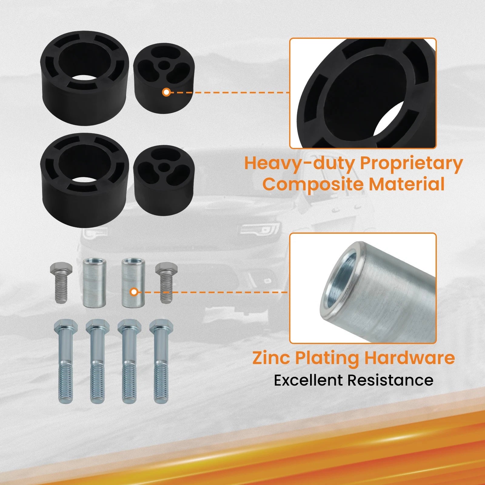 2.5" Lift Kit Coil Spring Spacers & Shock Extender for Jeep Gladiator JT (2019–2023)