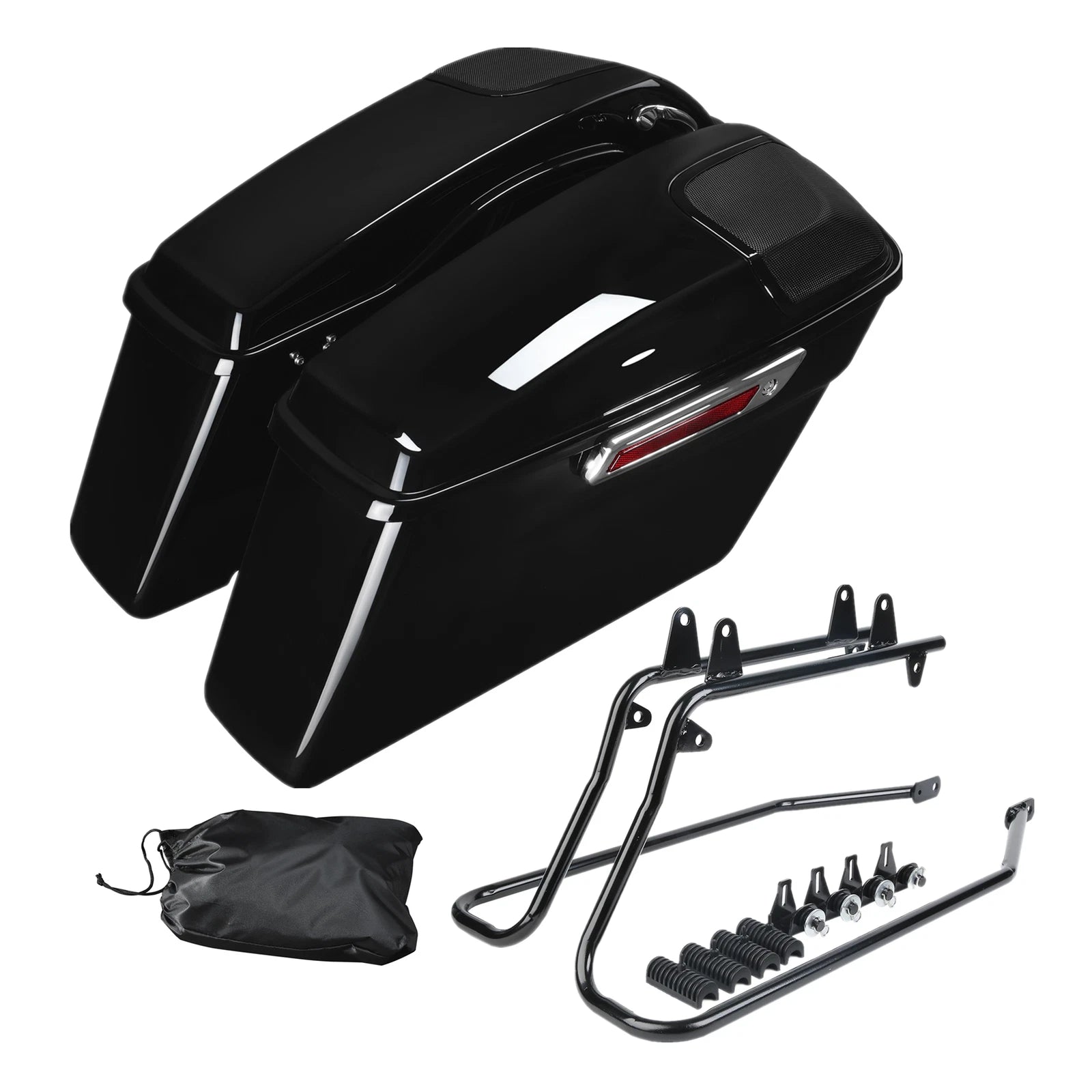 Saddlebags with 5x7" Speaker Cutout & Brackets for Harley Softail FLST (1984–2017)