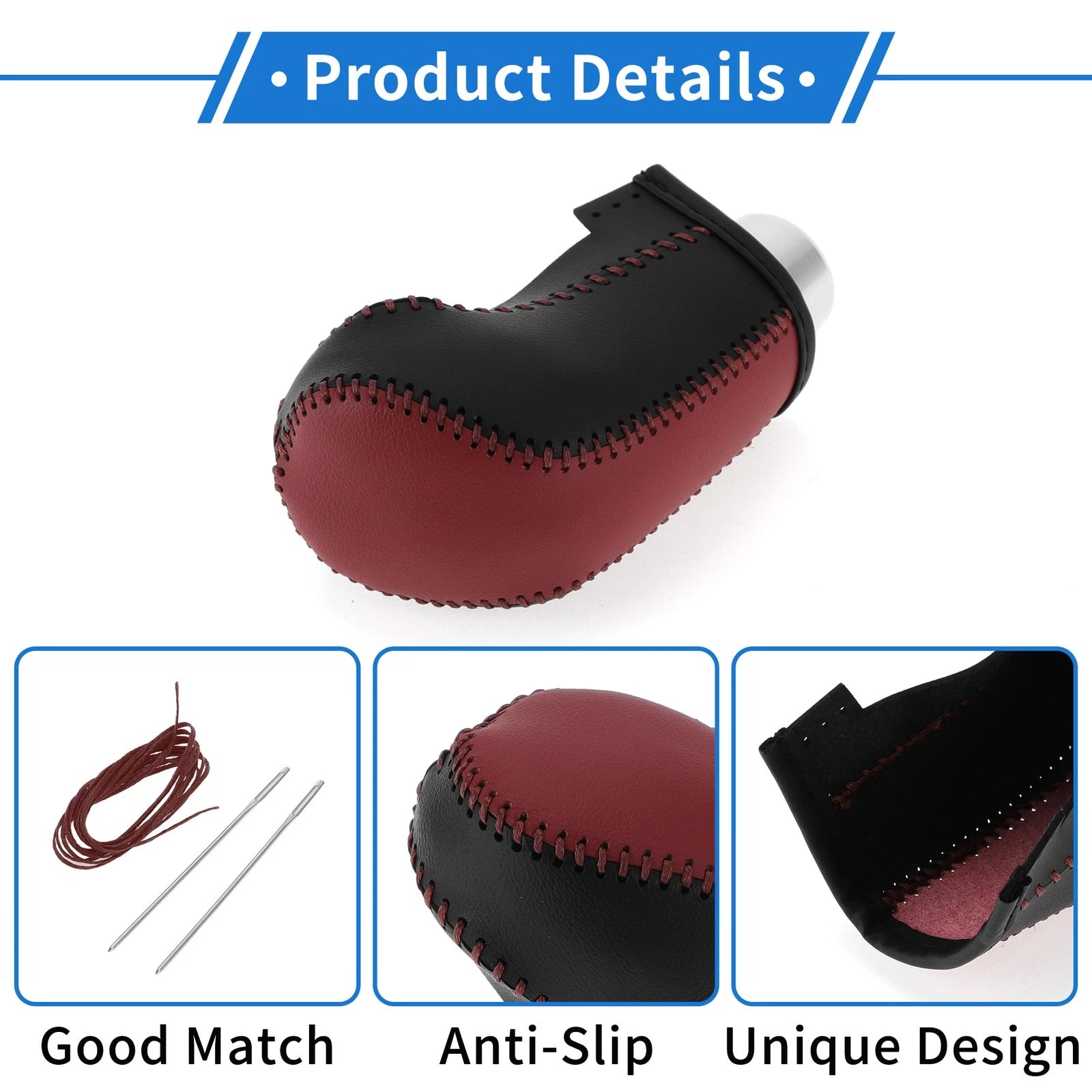1 Pc Gear Shift Knob Cover for Hyundai Tucson (2015–2018) Wine Red Black