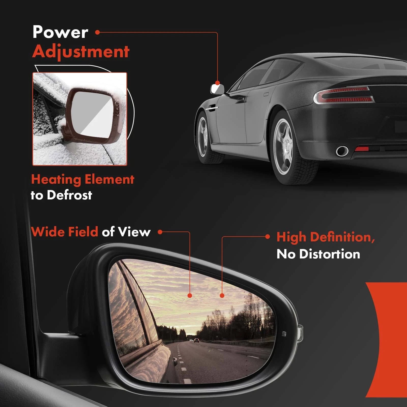 Passenger Power Mirror for Honda Civic (2016–2021) Sedan