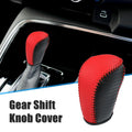 Leather Gear Shift Knob Cover for Honda Civic (Carbon Fiber, Red)