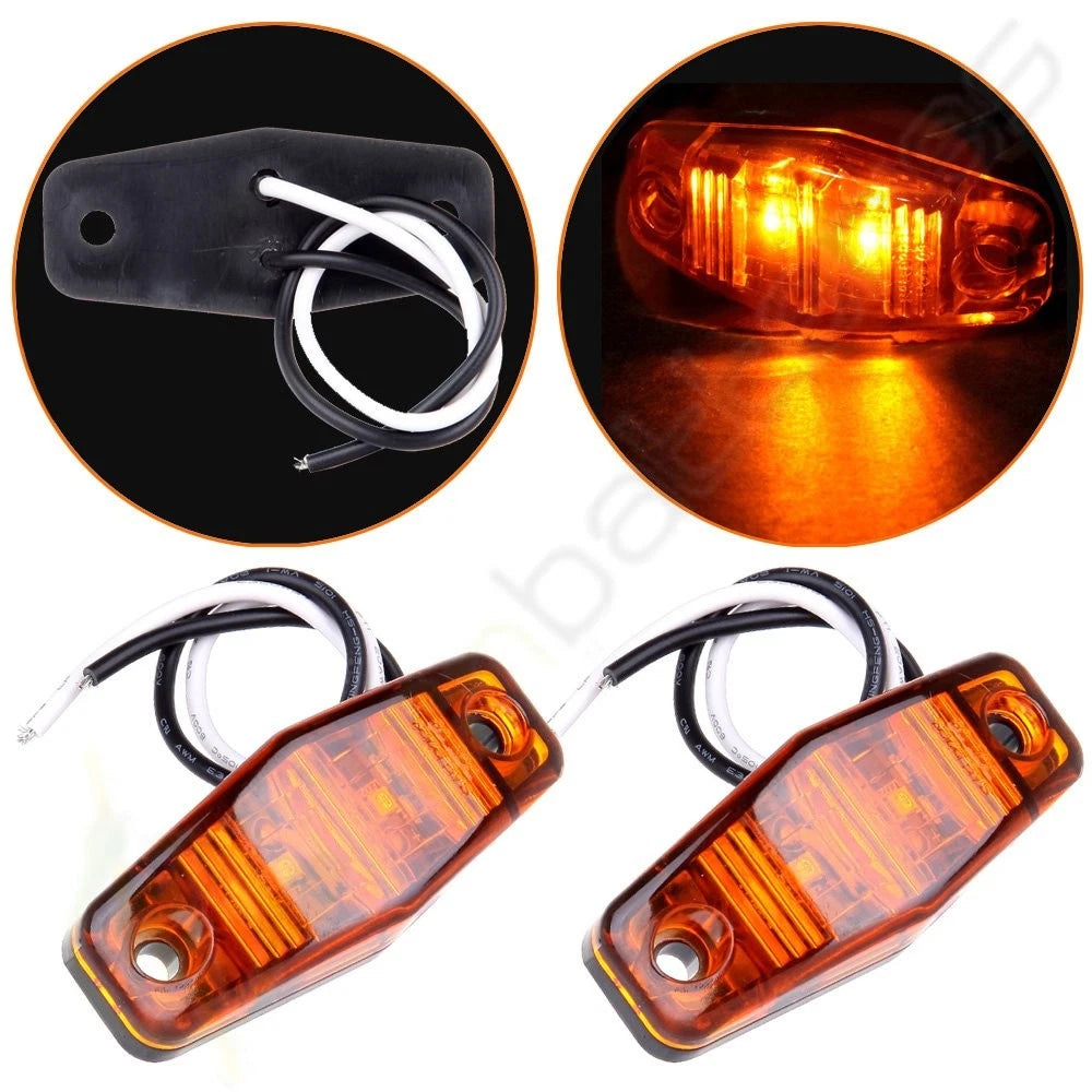 Pack of 2 Amber Clearance Lamp Surface Mount Side Marker Light for Trailer